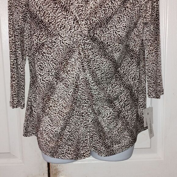 Liz Claiborne lodge Brown Multi Twist front knot Top Sz L NWT - Picture 2 of 7